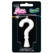 Vela Festcolor Glitter Interrogação Branca 1 UN