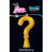 Vela Festcolor Glitter Interrogação Dourada 1 UN