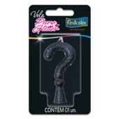 Vela Festcolor Glitter Interrogação Preta 1 UN