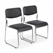 Kit Cadeira Or Design Dakar K2-3328 Fixa PU Cromada Preta 2 UN