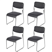 Kit Cadeira Or Design Dakar K2-3328 Fixa PU Cromada Preta 4 UN