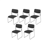 Kit Cadeira Or Design Dakar K2-3328 Fixa PU Cromada Preta 5 UN