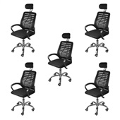 Kit Cadeira Or Design Viena K5-3324AL em Tela Preta Cromada 5 UN