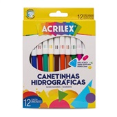 Caneta Hidrográfica Acrilex para Colorir PCT com 12 Cores