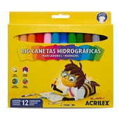 Caneta Hidrográfica Acrilex para Colorir Big Abelhinhas PCT com 12 Cores