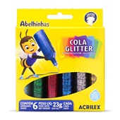 Cola Colorida com Gliter 6 Cores 23g Cada 6 UN Acrilex