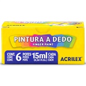 Tinta para Pintura a Dedo 15ml 6 Cores 1 UN Abelinhas