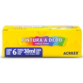 Tinta para Pintura a Dedo Acrilex 30ml 6 Cores