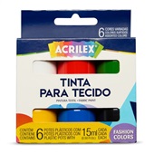 Tinta para Tecido 15ml 6 Cores Acrilex