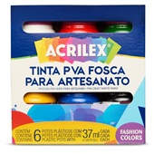 Tinta PVA Acrilex Fosca 37ml 6 Cores