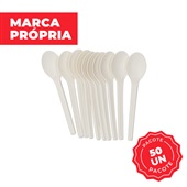 Colher Descartável para Sobremesa Bioplast Pacote com 50 UN Gimba