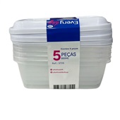 Conjunto de Potes Plásticos MB Retangulares Everyday 800ml 5 Peças