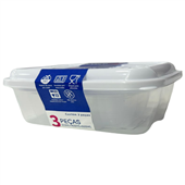 Conjunto de Potes Plásticos MB Retangulares Everyday 3 Peças