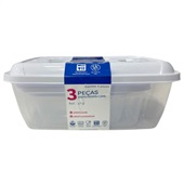 Conjunto de Potes Plásticos MB Retangulares Everyday 3 Peças