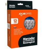 Pincel Marcador Permanente Jocar Ponta Chanfrada Azul CX 12 UN