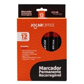 Pincel Marcador Permanente Jocar Ponta Chanfrada Vermelho 1 UN