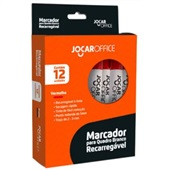 Pincel Marcador Jocar para Quadro Branco Recarregável Vermelho 5mm CX