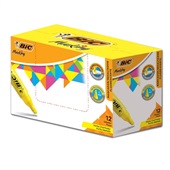 Marca Texto BIC Amarelo Florecente Marking Ponta Chanfrada CX 12 UN