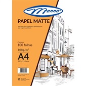 Papel Fotográfico Menno Gráfica Matte Fosco A4 Jato de Tinta 108gr PCT