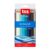 Lápis de Cor Tris Paleta Especial Oceano 12 Cores e 1 Lápis 6B 1 UN