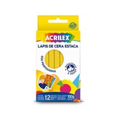 Lápis de Cera Acrilex Estaca Amarelo 12 UN