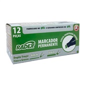Pincel Marcador Radex Permanente Ponta Chanfrada Verde CX C/12 UN