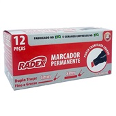 Pincel Marcador Radex Permanente Ponta Chanfrada Vermelho CX C/12 UN
