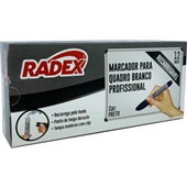 Pincel Marcador Radex Quadro Branco Preto CX C/12 UN
