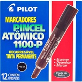 Pincel Marcador Pilot Permanente Atômico Ponta Chanfrada Preto Recarre