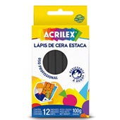Lápis de Cera Acrilex Estaca Preto CX C/12 UN