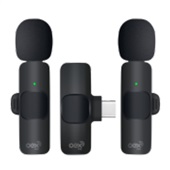 Microfone Sem Fio OEX Lapela com 2 Transmissores Tipo-C MK307 Preto 1