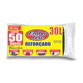 Saco de Lixo Embalixo Super Econômico 30L Preto 59x62cm PCT C/50 UN