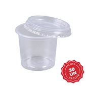 Kit Pote e Tampa Copaza de Plástico Redondo PP Liso 145ml PCT C/30 UN