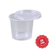 Kit Pote e Tampa Copaza de Plástico Redondo PP Liso 250ml PCT C/25 UN