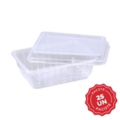 Kit Pote e Tampa Copaza de Plástico Retangular PP 500ml PCT C/25 UN