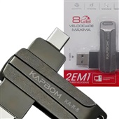 Pen Drive Kapbom 2 em 1 USB 30/Type-C 8GB 1 UN
