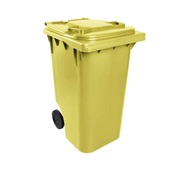 Lixeira Lar Plásticos com Rodas e Tampa com Pedal 240L Amarela 1 UN
