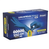 Luva de Procedimento Bompack Nitrílica Premium Tamanho G Azul CX C/ 10