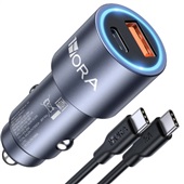 Carregador Veicular 1Hora 20W 2 Portas C/Cabo USB GAR241 Cinza 1 UN