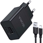Carregador de Parede 1Hora 12W 5V C/Cabo V8 1mts Preto 1 UN