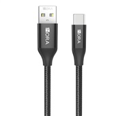 Cabo de Dados 1HORA USB P/ Tipo C 1mts 2,4A Alumínio Trançado CAB249 P