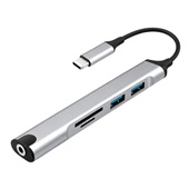 Adaptador 6 em 1 Gshield Tipo C para P2, USB 3.0, TF e SD ZJT-T-18 1 U