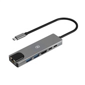 Adaptador Gshield Hybrid Hub 6 em 1 RJ45, HDMI e PD 100W GS-12178 1 UN