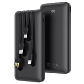 Power Bank 1Hora 10000mAh C/ 4 Cabos Preto 1 UN