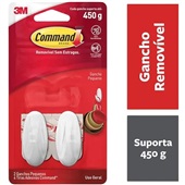 Gancho Adesivo 3M Command Design Pequeno Branco 2 UN