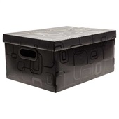 Caixa Organizadora com Tampa Média Retangular 20,39L Preta 38x29x18,5c