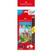 Kit Escolar EcoLápis de Cor Sextavado 12 Cores, Lápis Preto, Borracha e Apontador 16 UN Faber Castell