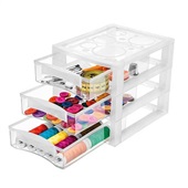 Gaveteiro com 3 Gavetas Transparente 13,1x16,6x13,6cm 1 UN Ordene