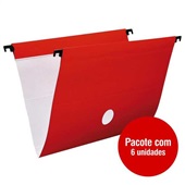 Pasta Suspensa DelloPlus Triplex Plastificada 360x240mm Vermelho 6 UN