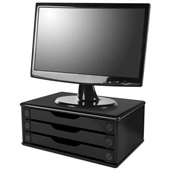 Suporte de Mesa para Monitor 3 Gavetas MDF Preto 1 UN Souza